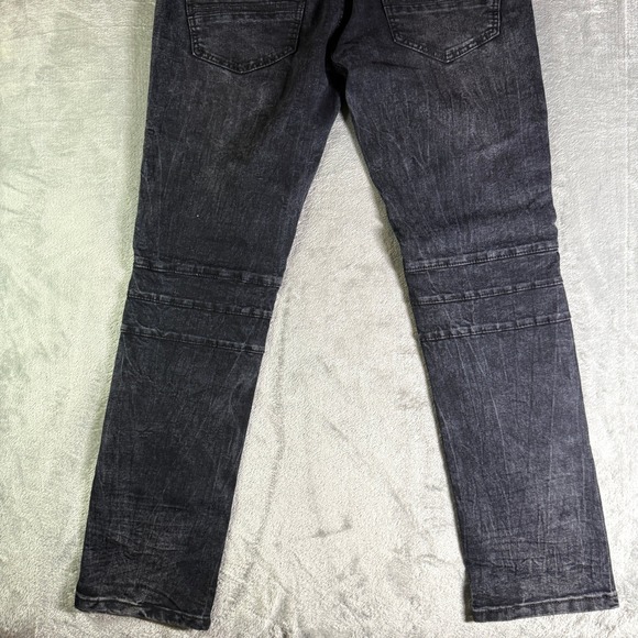 X-RAY Mens Moto Biker Jeans 30x30 Dark Blue Acid Wash Ribbed Knee NWT - Picture 8 of 14